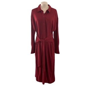 Jason Wu Shirt Dress Long Sleeve Knit Cabernet Red  Sz M